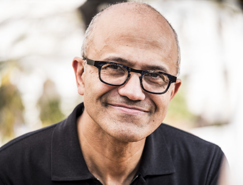 Satya Nadella（サティア・ナデラ）、マイクロソフト社CEOの画像です。